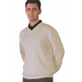 Unisex Cotton Fine Gauge V-Neck Long Sleeve Pullover Sweater